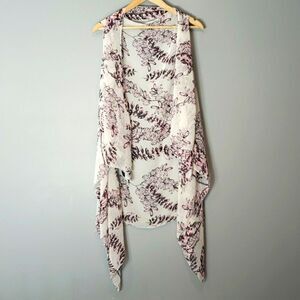 Floral Print Women's Scarf - Pink and White